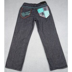 Rocawear Jeans Womens Size 20 Black Denim Original Fit Straight Leg Embroidered